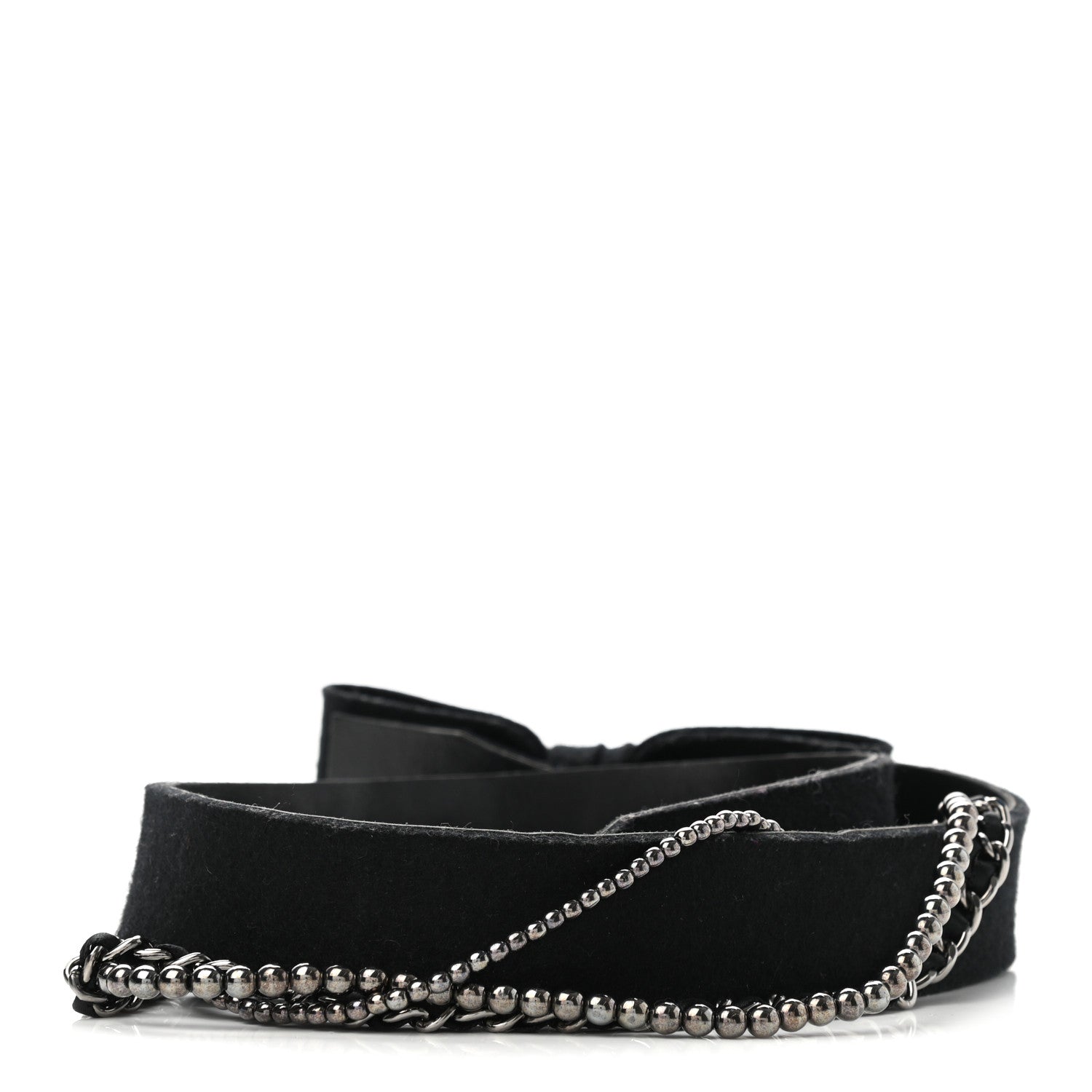 Chanel Wool Bow Chain Belt 95 38 Dark Blue 2 of 7