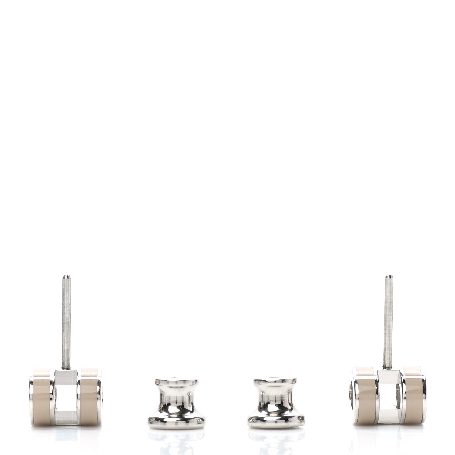Hermes Palladium Lacquered Mini Pop H Earrings Marron Glace 3 of 5