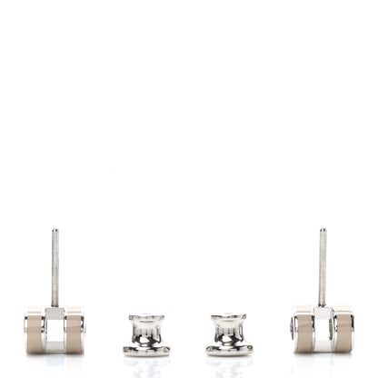 Hermes Palladium Lacquered Mini Pop H Earrings Marron Glace 3 of 5