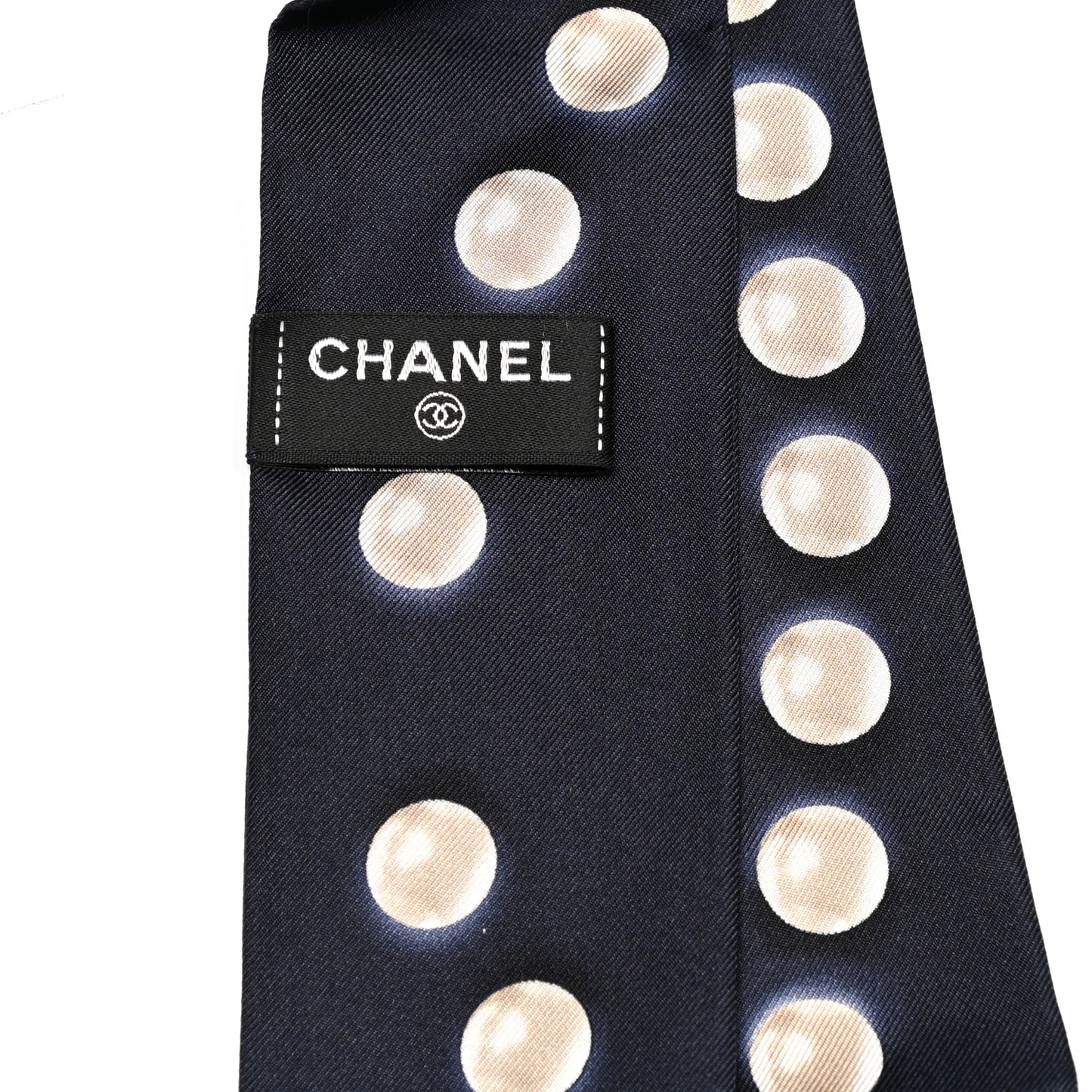 Silk Pearl CC Slim Bandeau Scarf Navy