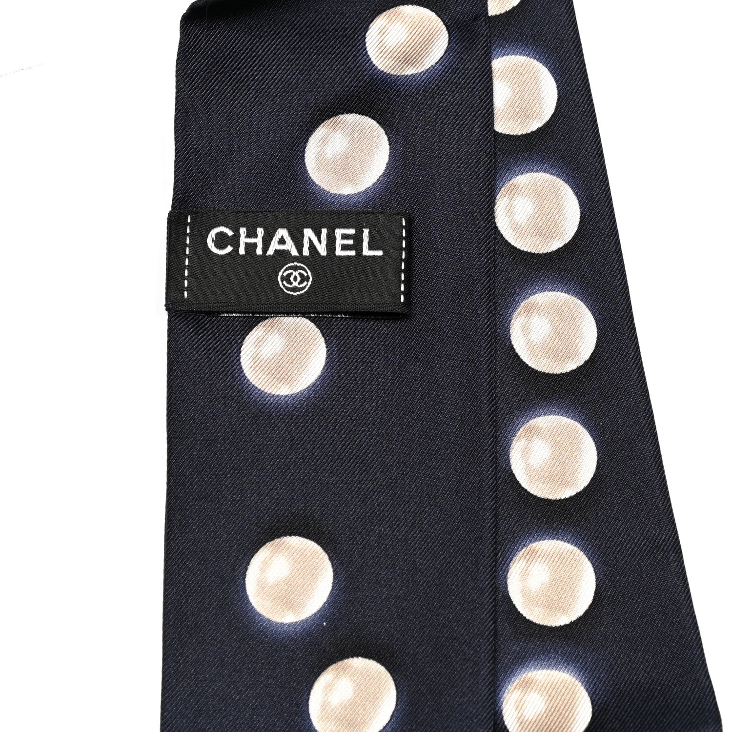 Chanel Silk Pearl CC Slim Bandeau Scarf Navy 3 of 3