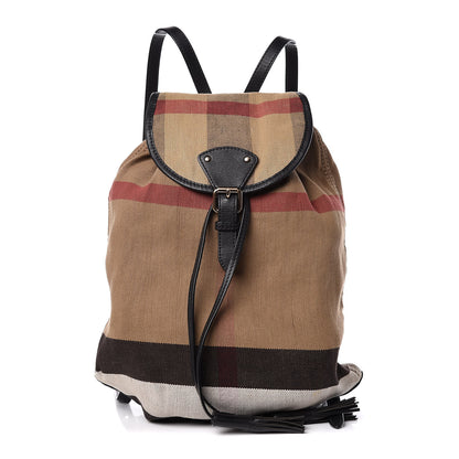 Burberry Overdyed Canvas Mega Check Medium Chiltern Backpack Black 1 of 13