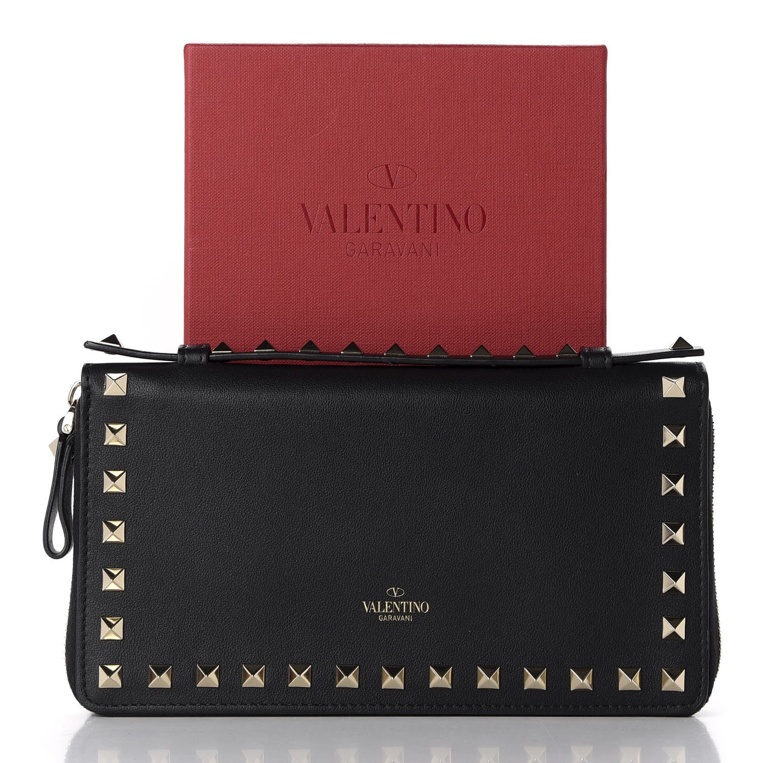 Valentino Garavani Calfskin Rockstud Travel Wallet Black 8 of 8