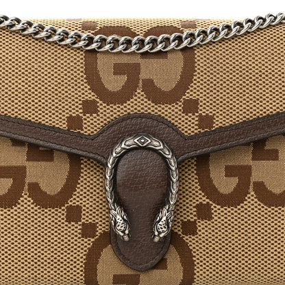 Gucci Monogram Jumbo GG Textured Dollar Calfskin Mini Dionysus Chain Wallet Camel Ebony New Acero 8 of 15