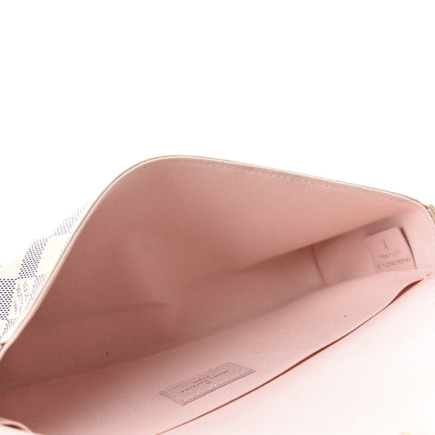 Damier Azur Pochette Felicie Chain Wallet Rose Ballerine