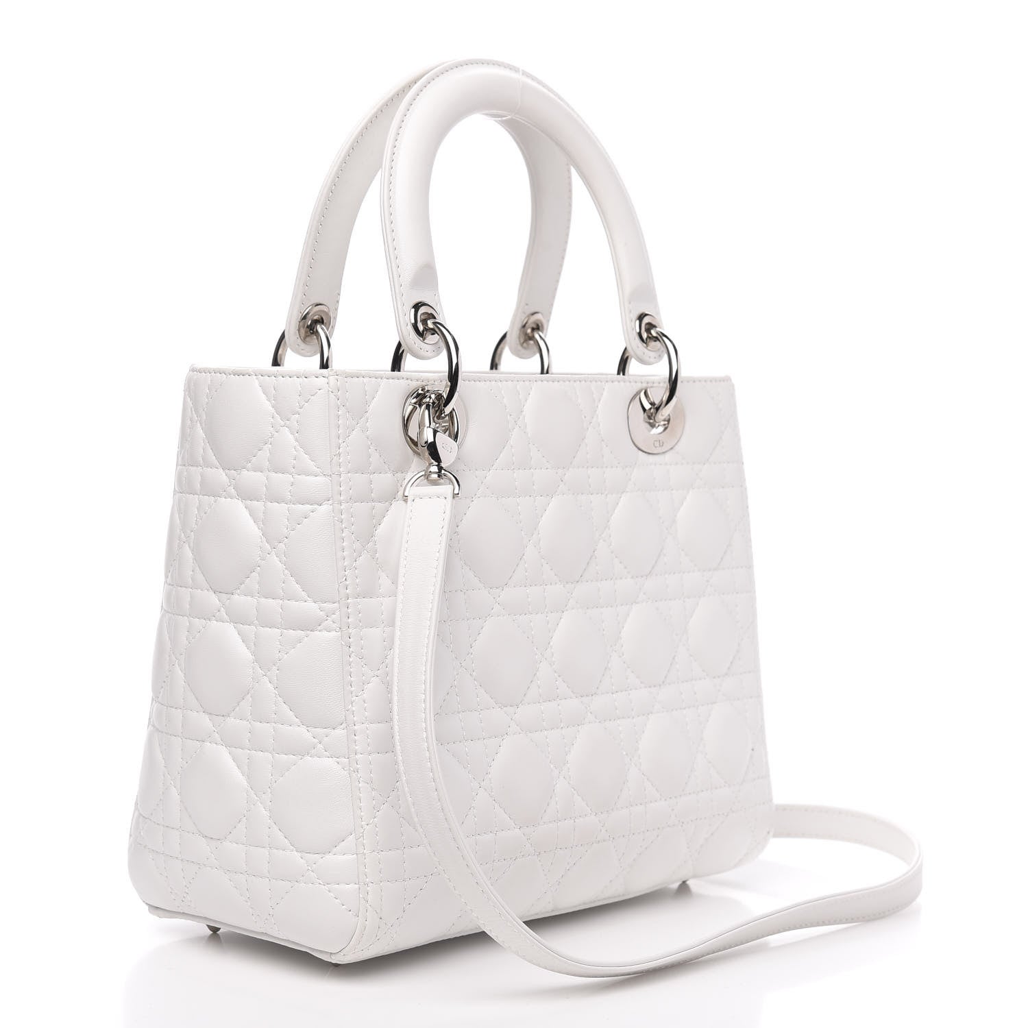 Christian Dior Lambskin Cannage Medium Lady Dior White 3 of 11
