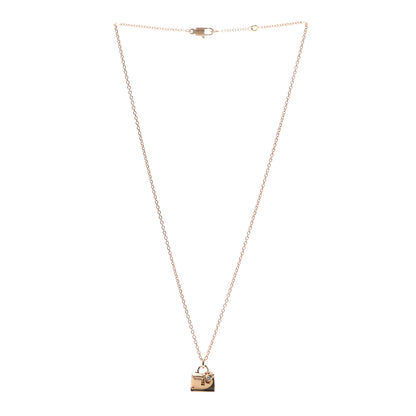 Hermes 18K Rose Gold Diamond Kelly Pendant Necklace 3 of 6