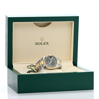Rolex Stainless Steel 18K Yellow Gold Diamond 36mm Oyster Perpetual Datejust Watch Olive Green Roman 126233 5 of 5