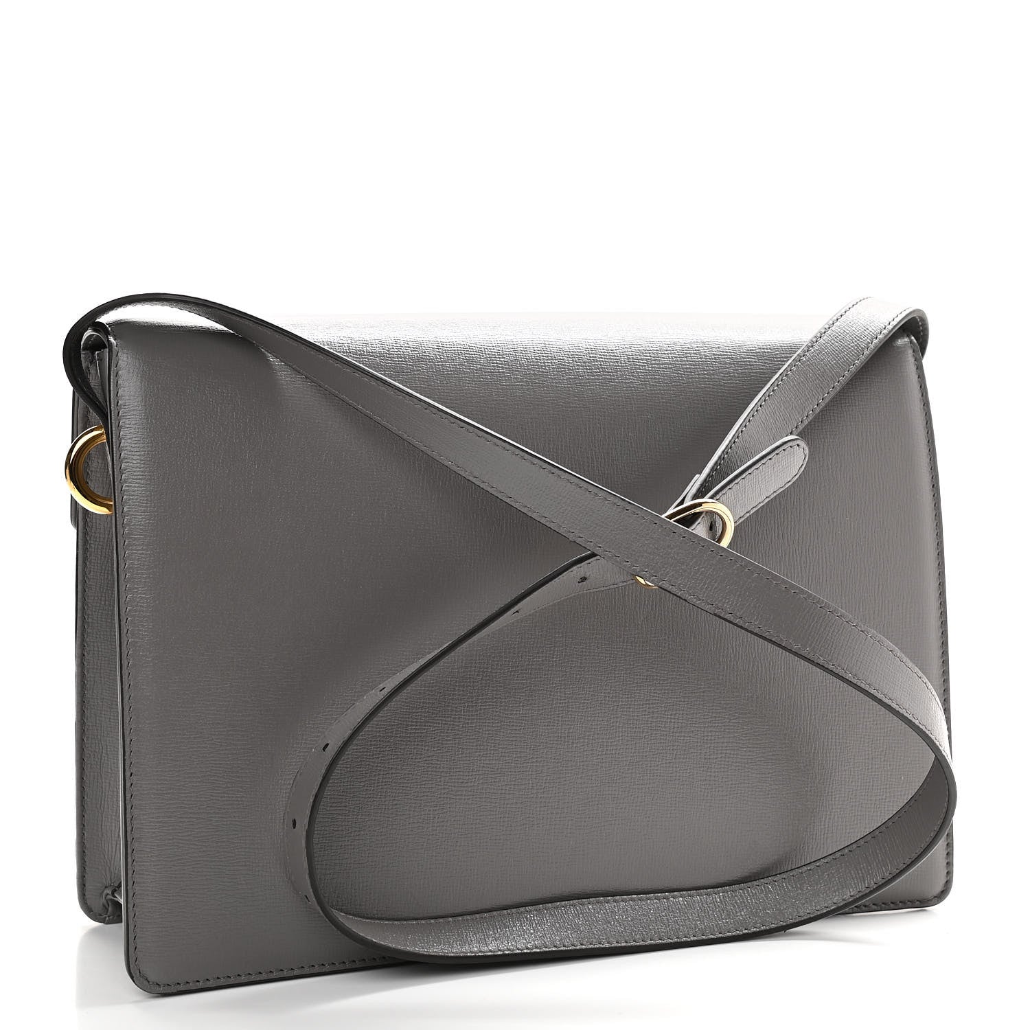 Gucci Textured Calfskin Medium Torchon GG Ring Shoulder Bag Grey 3 of 10