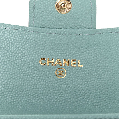 Chanel Caviar Quilted Flap Card Holder Wallet Light Blue 6 of 8