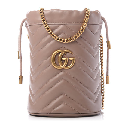 Gucci Calfskin Matelasse Mini GG Marmont 2.0 Bucket Bag Porcelain Rose 1 of 10