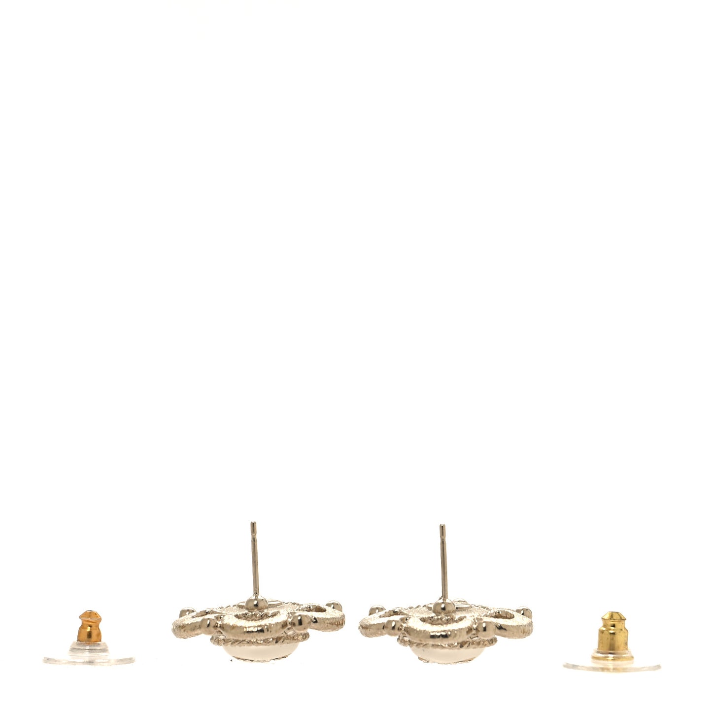 Flower CC Earrings Beige Gold