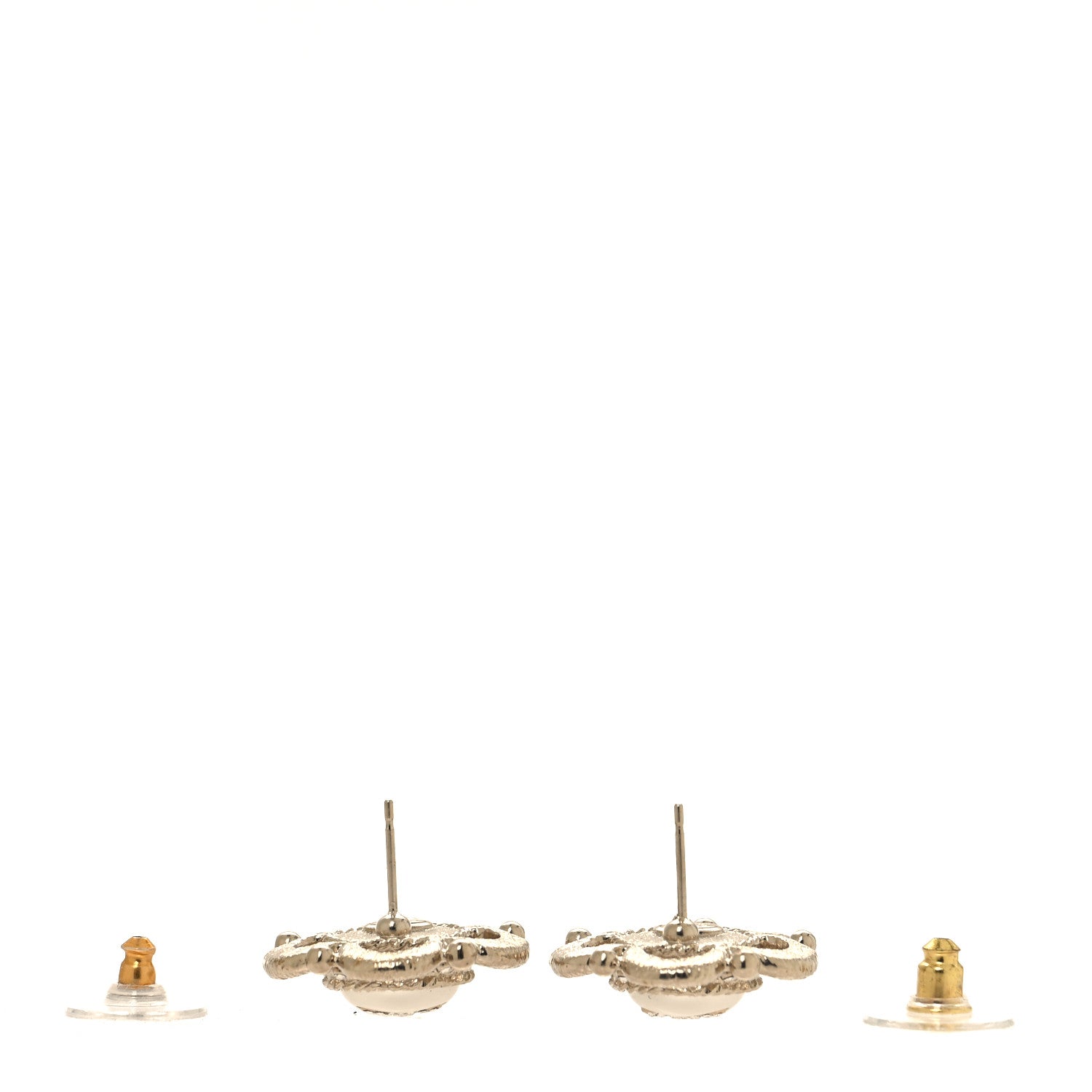 Chanel Flower CC Earrings Beige Gold 3 of 5