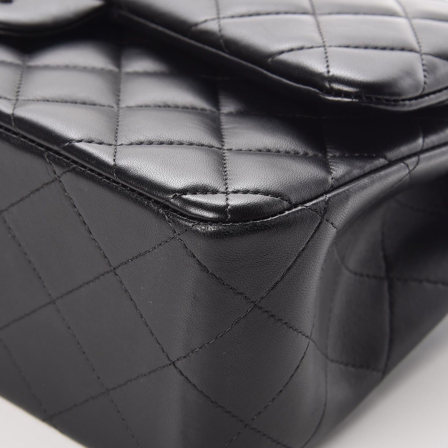 Lambskin Quilted Jumbo Double Flap Black