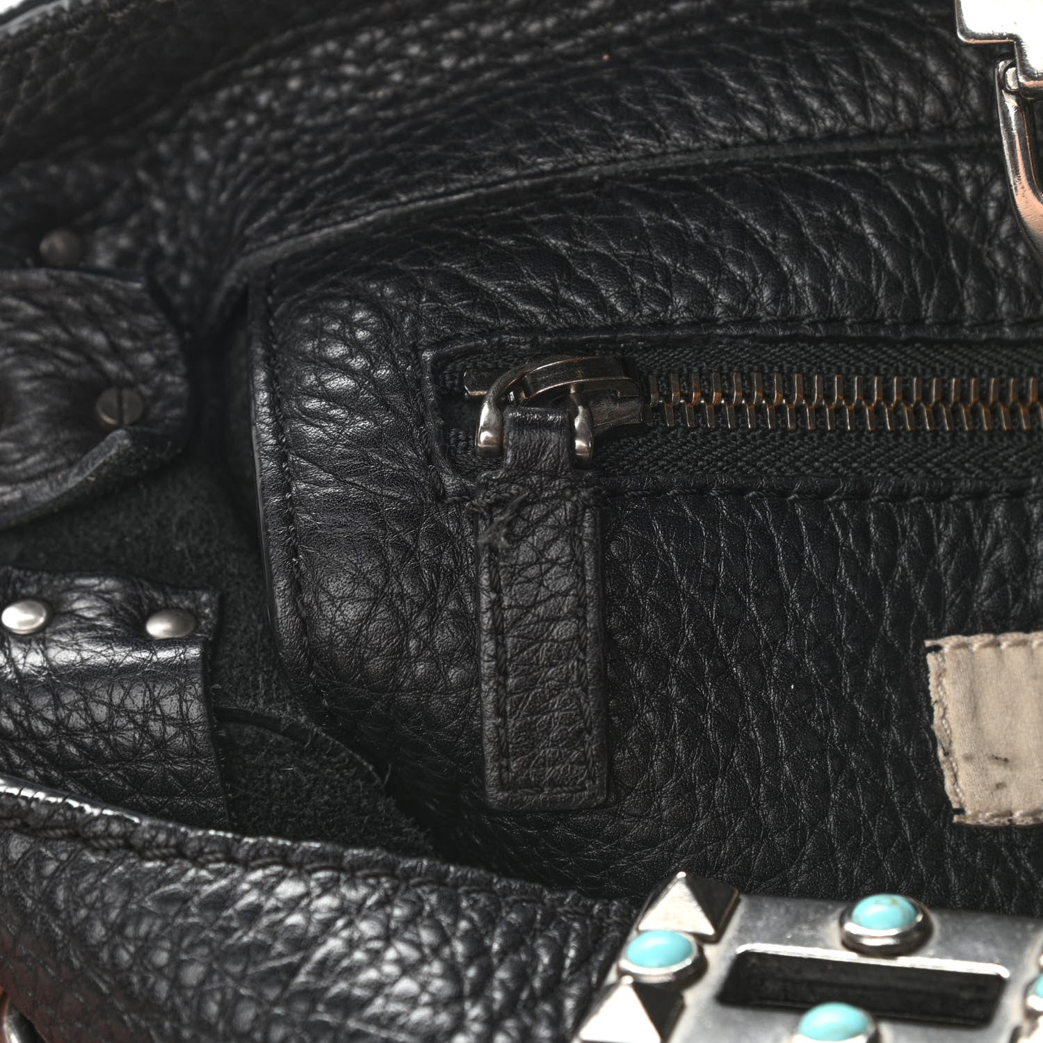 Valentino Garavani Pebbled Calfskin Tribal Small Guitar Strap Rockstud Rolling Flip-Lock Messenger Bag Black 11 of 13