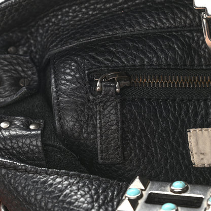 Valentino Garavani Pebbled Calfskin Tribal Small Guitar Strap Rockstud Rolling Flip-Lock Messenger Bag Black 11 of 13