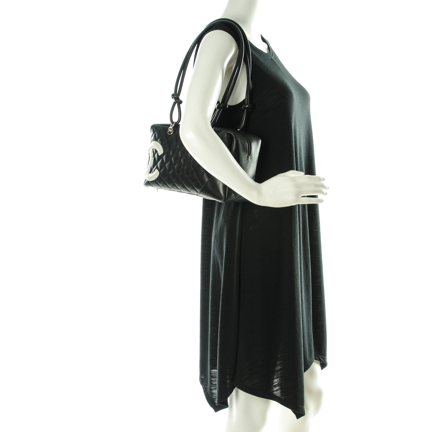 Chanel Calfskin Quilted Large Cambon Bowler Black White 2 of 8