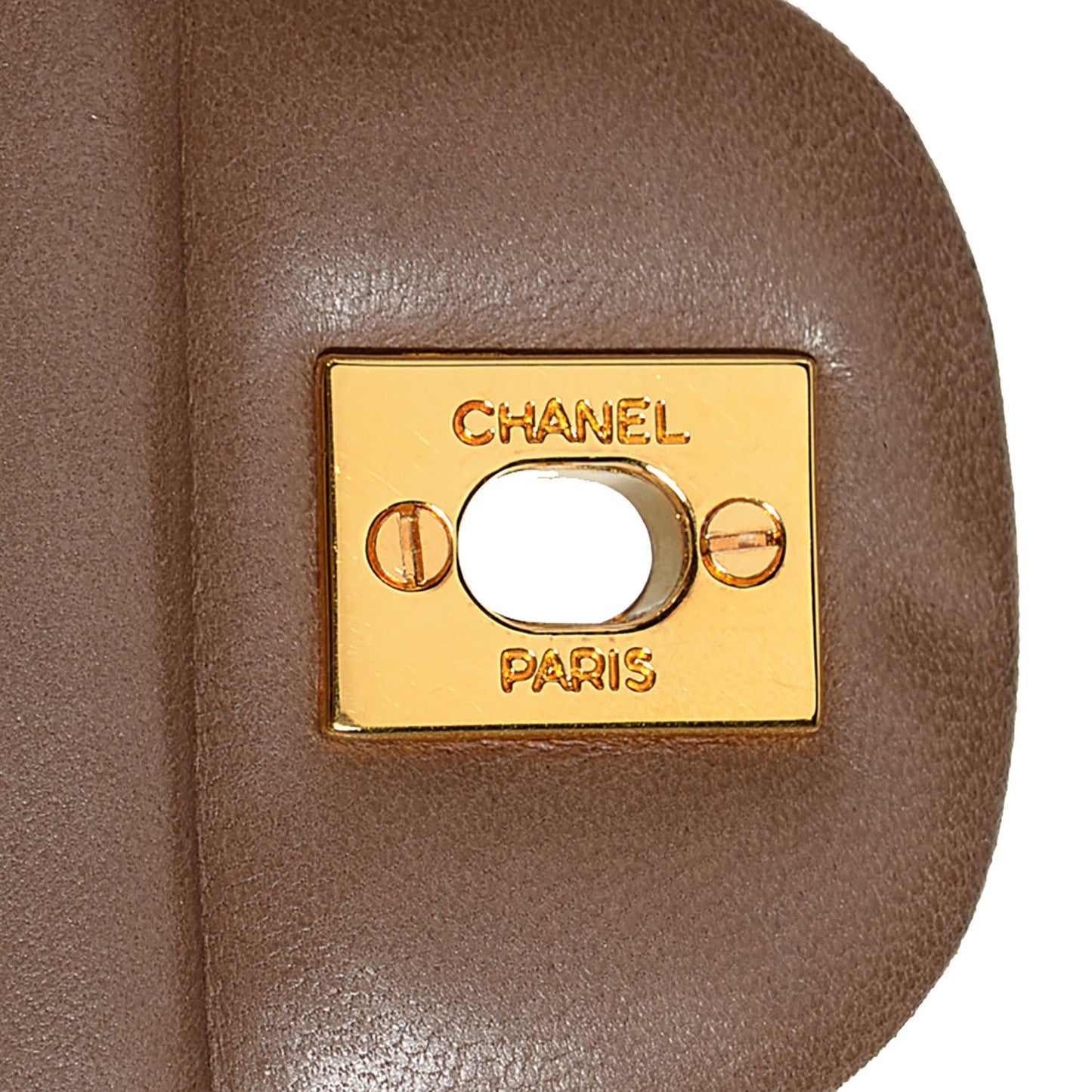 Lambskin Quilted Medium Double Flap Brown