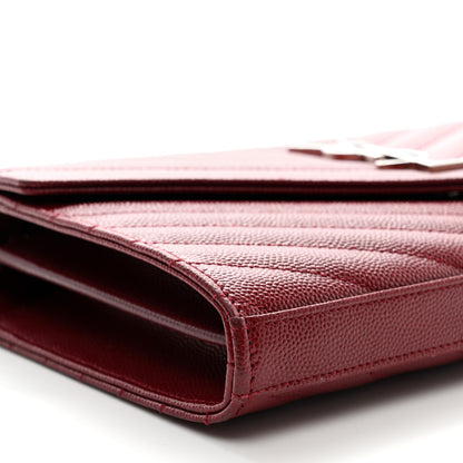 Saint Laurent Grain De Poudre Matelasse Chevron Monogram Chain Wallet Palissandre 8 of 10