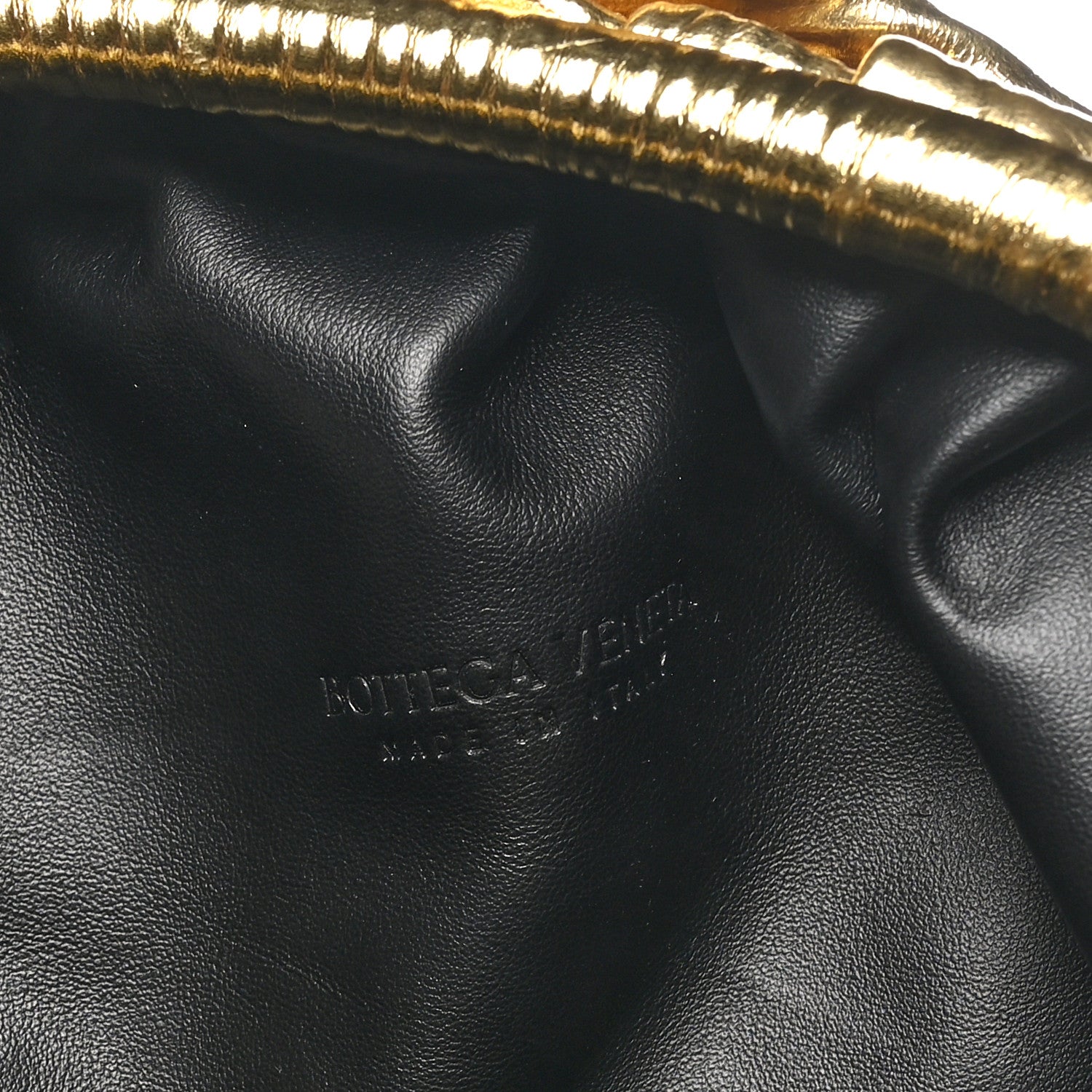 Bottega Veneta Metallic Bark Calfskin Embossed The Pouch Oversized Clutch Oro 6 of 9