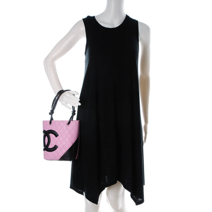 Chanel Calfskin Quilted Small Cambon Tote Pink Black 2 of 7
