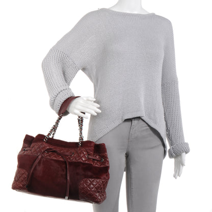 Chanel Pony Hair Quilted Drawstring Tote Dark Red 2 of 7