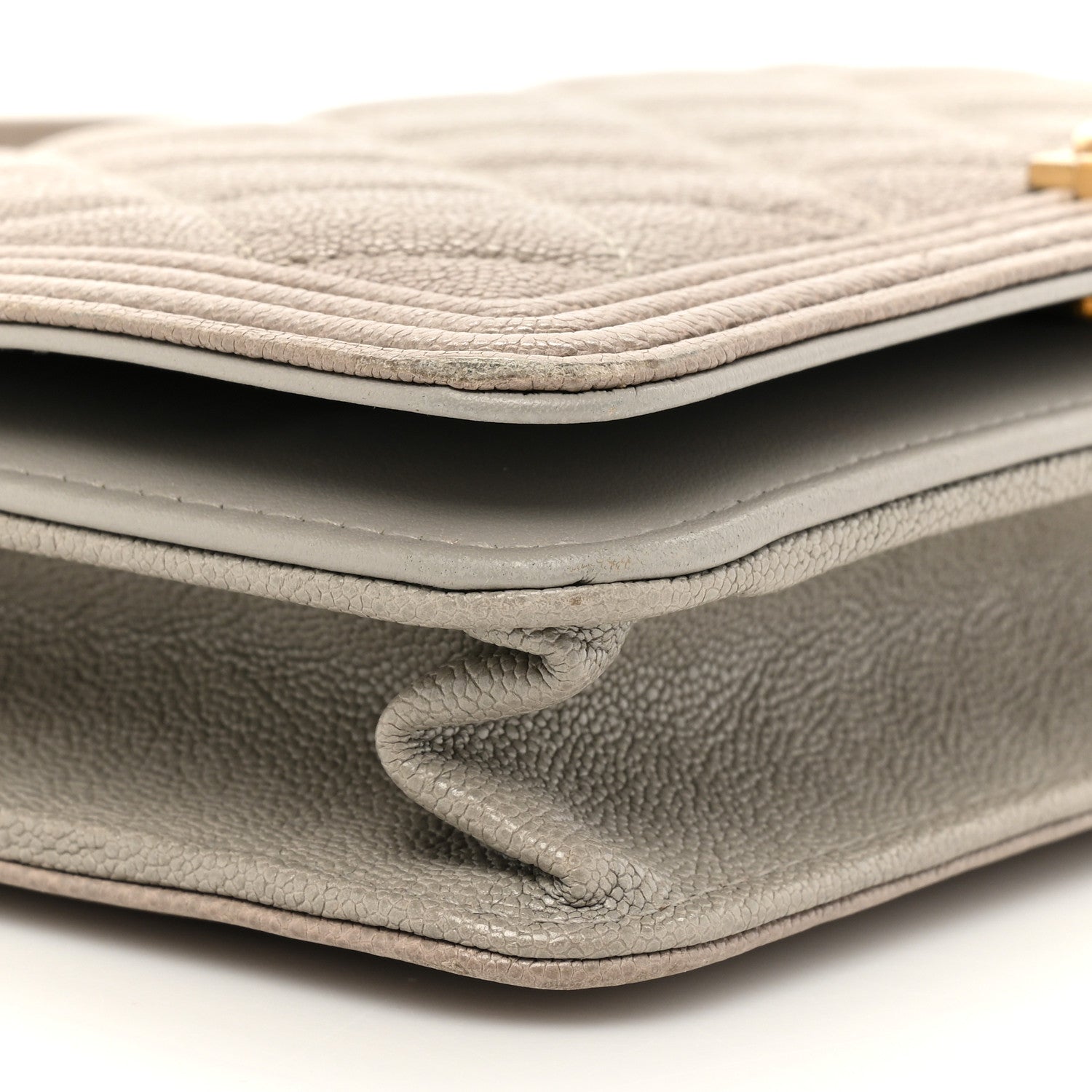 Chanel Caviar Quilted Boy Wallet On Chain WOC Grey 10 of 17