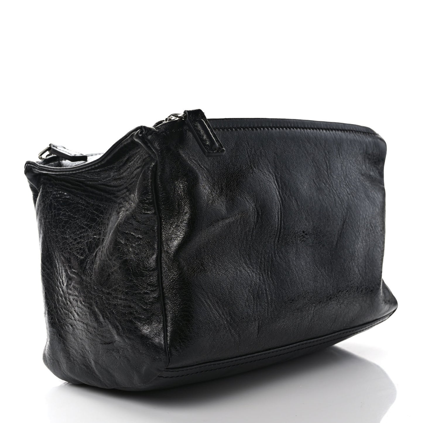 Crinkled Patent Small Pandora Black