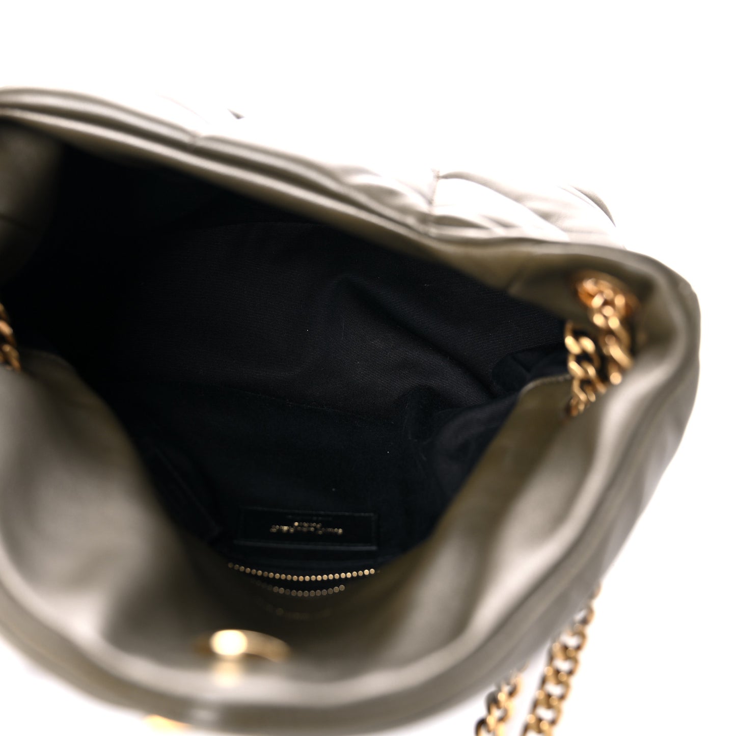 Lambskin Quilted Small Loulou Puffer Monogram Chain Satchel Seaweed