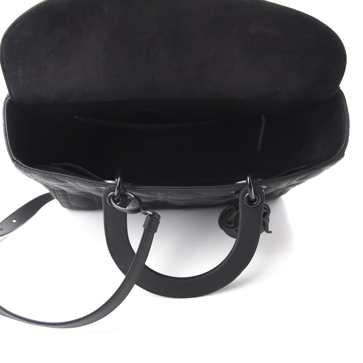 Ultra Matte Calfskin Cannage Large Lady Dior Black