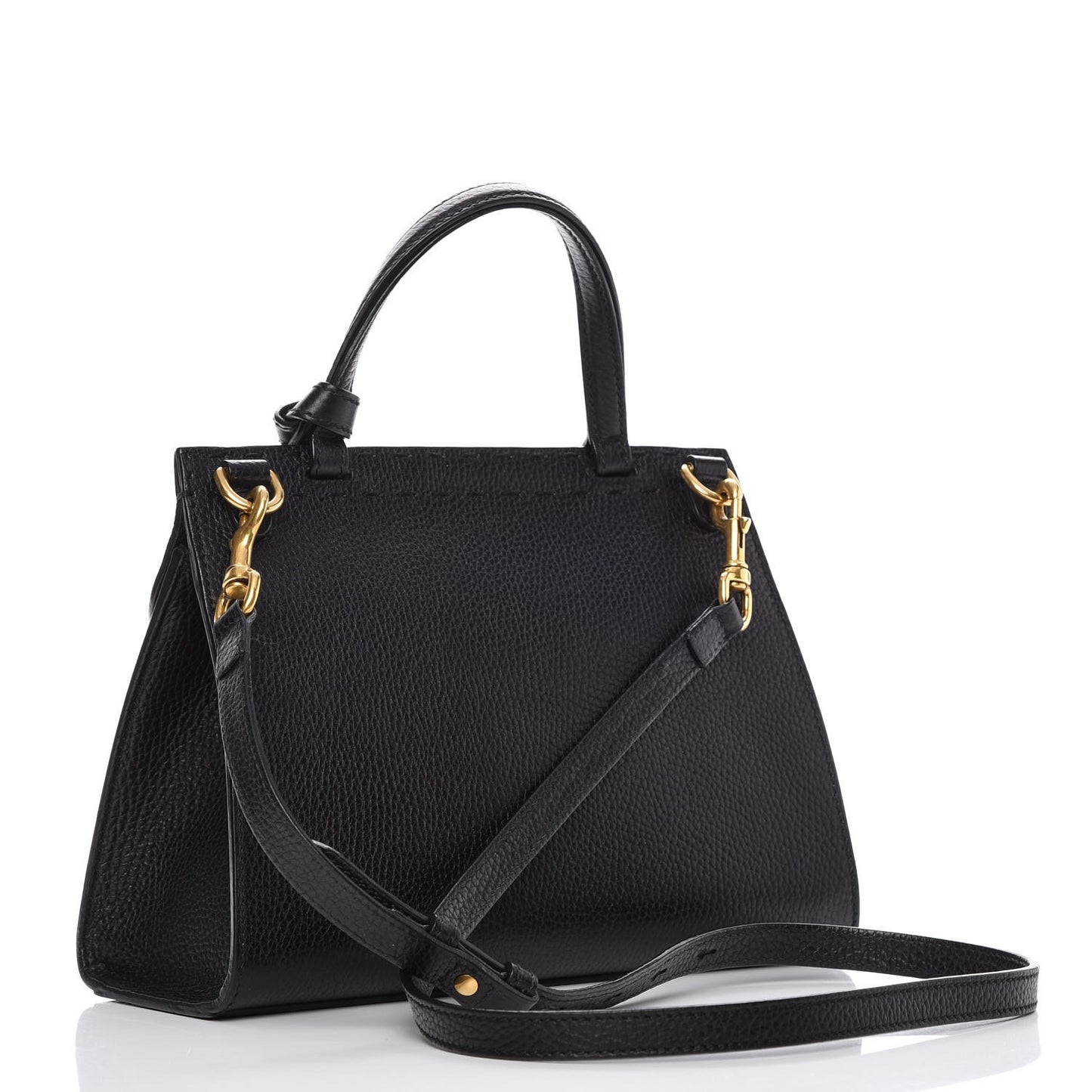 Calfskin Mini GG Marmont Top Handle Bag Black