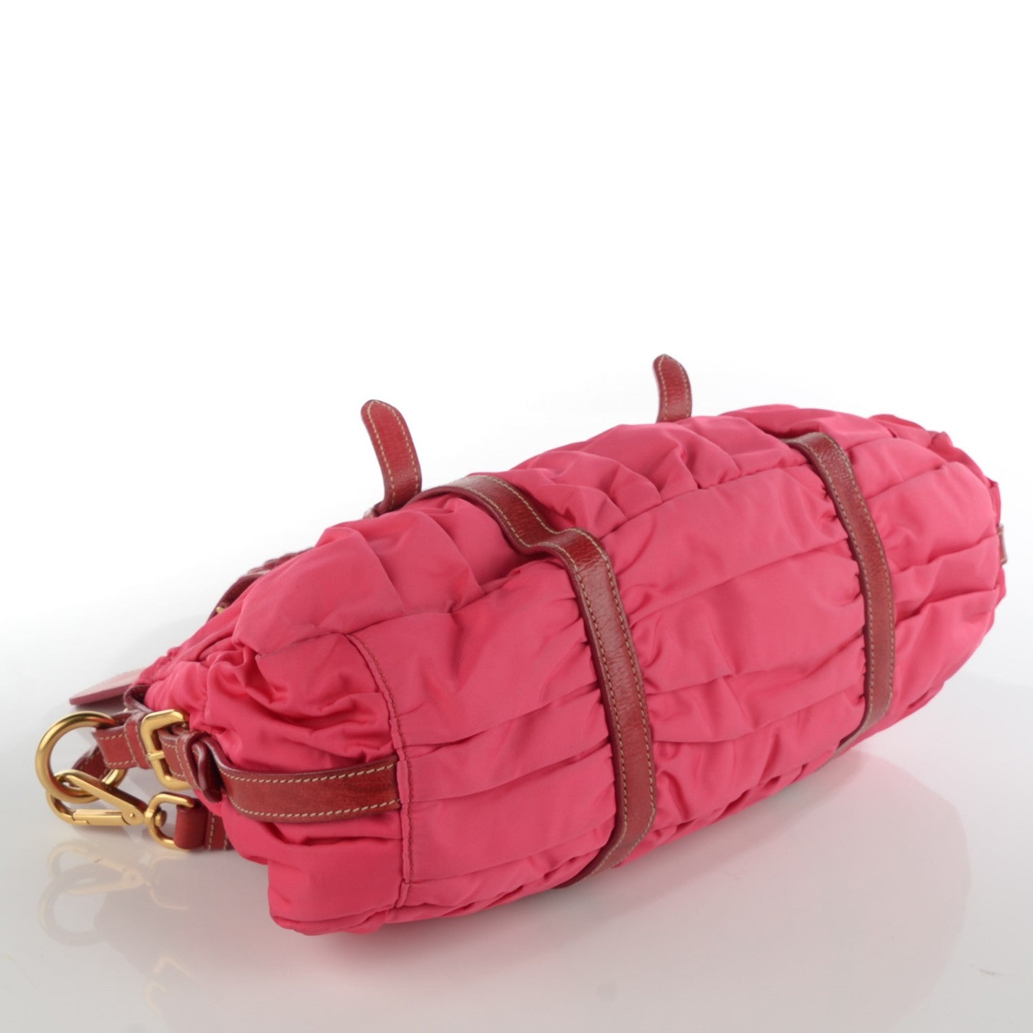 Prada Tessuto Nylon Nappa Braided Gaufre Shoulder Bag Peonia 4 of 7