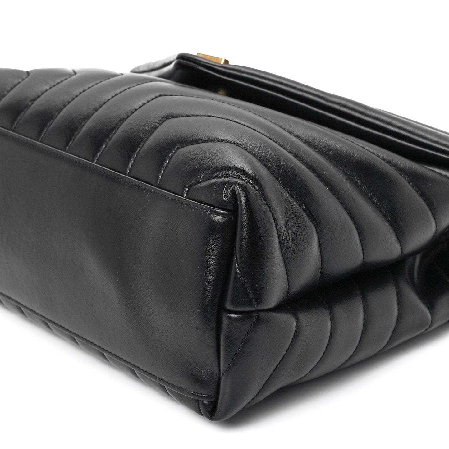 Calfskin Y Quilted Monogram Medium Loulou Chain Satchel Black