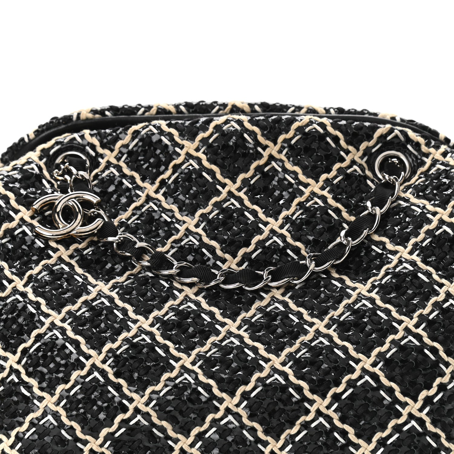 Chanel Patent Hand Embroidered Large Just Mademoiselle Black 8 of 11
