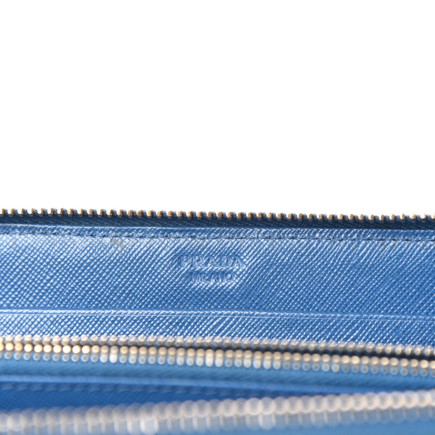 Saffiano Metal Zip Around Wallet Blue