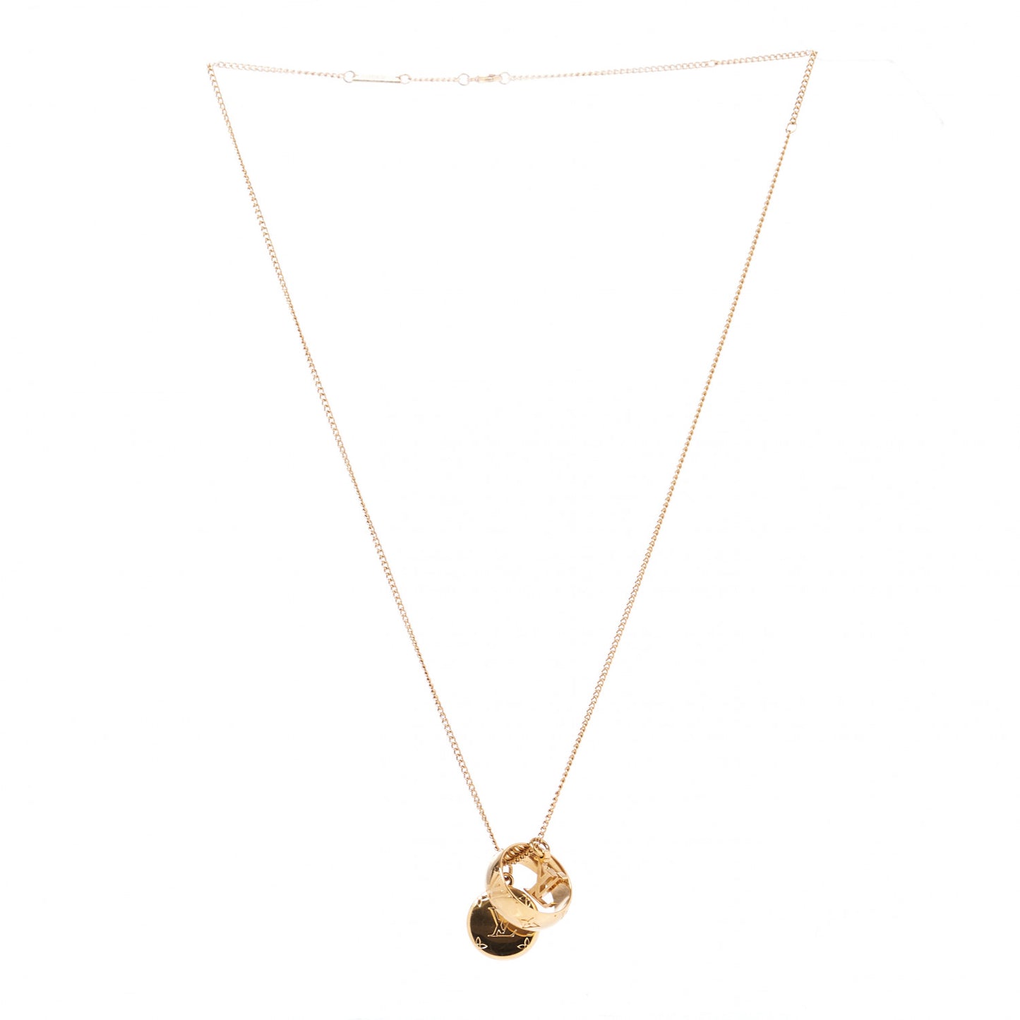 Monogram LV Charms Necklace Gold
