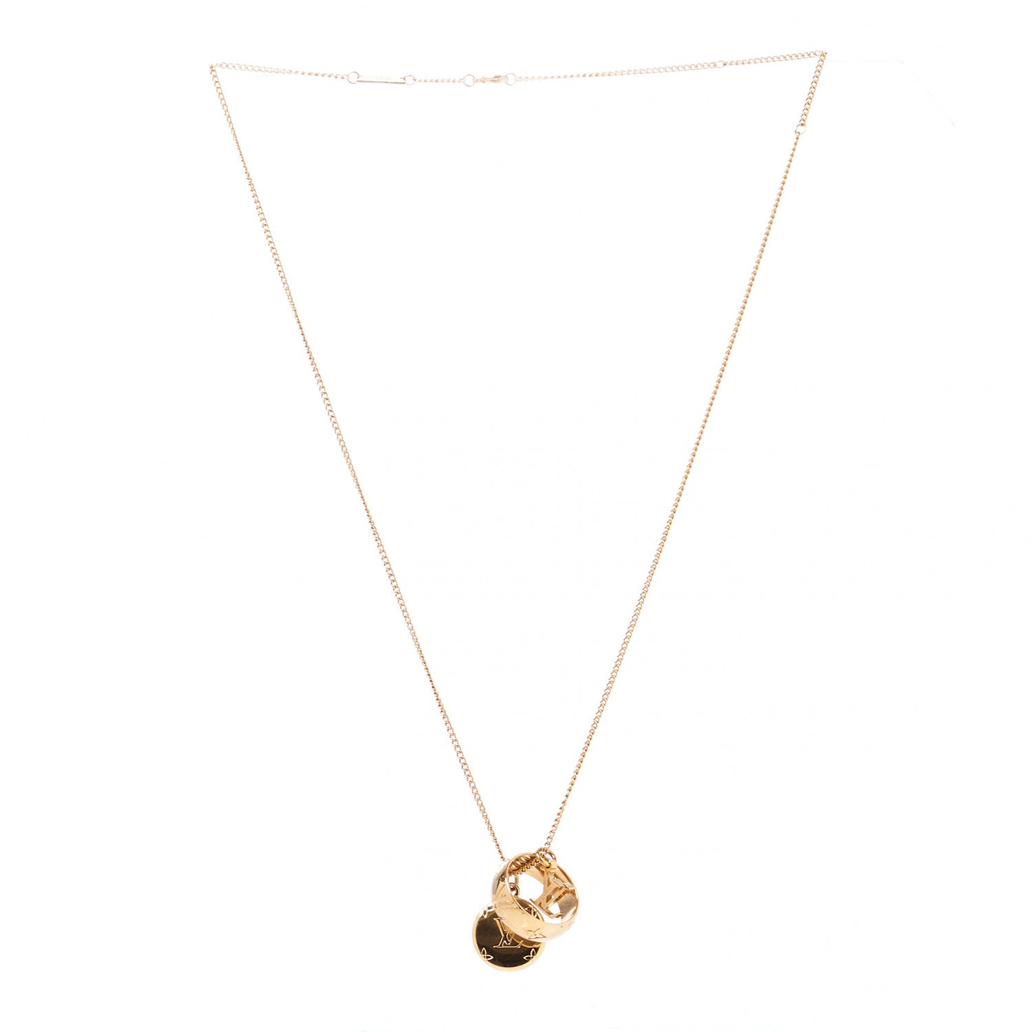 Louis Vuitton Monogram LV Charms Necklace Gold 3 of 7