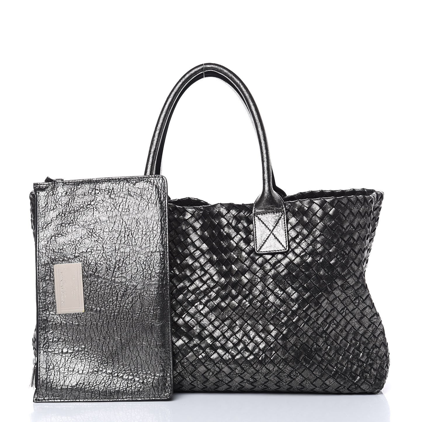 Metallic Nappa Intrecciato Medium Moon Cabat