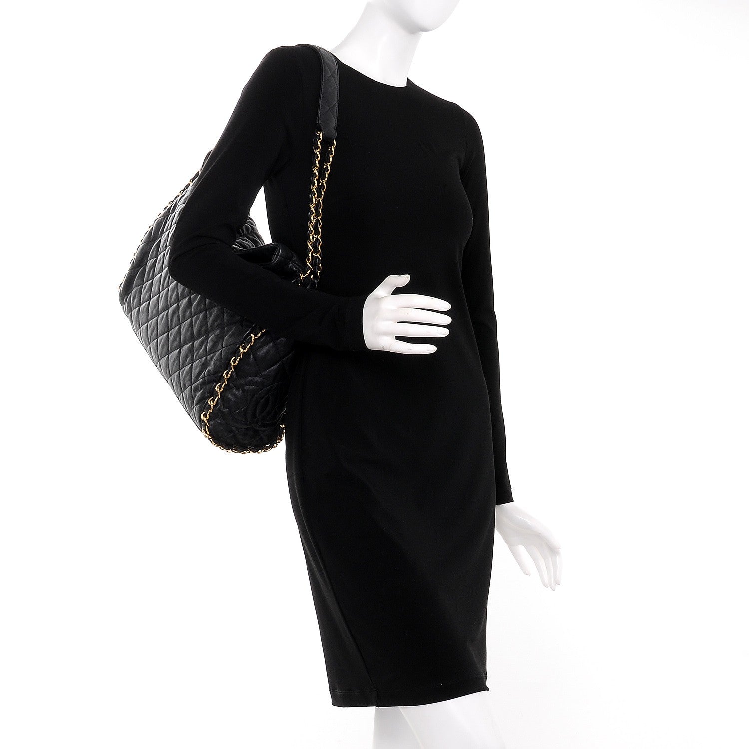 Chanel Calfskin Quilted Large Chain Me Hobo Black 2 of 8