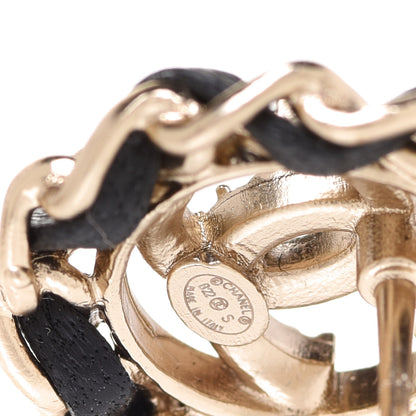Chanel Crystal Lambskin Chain CC Stud Earrings Black Gold 4 of 5