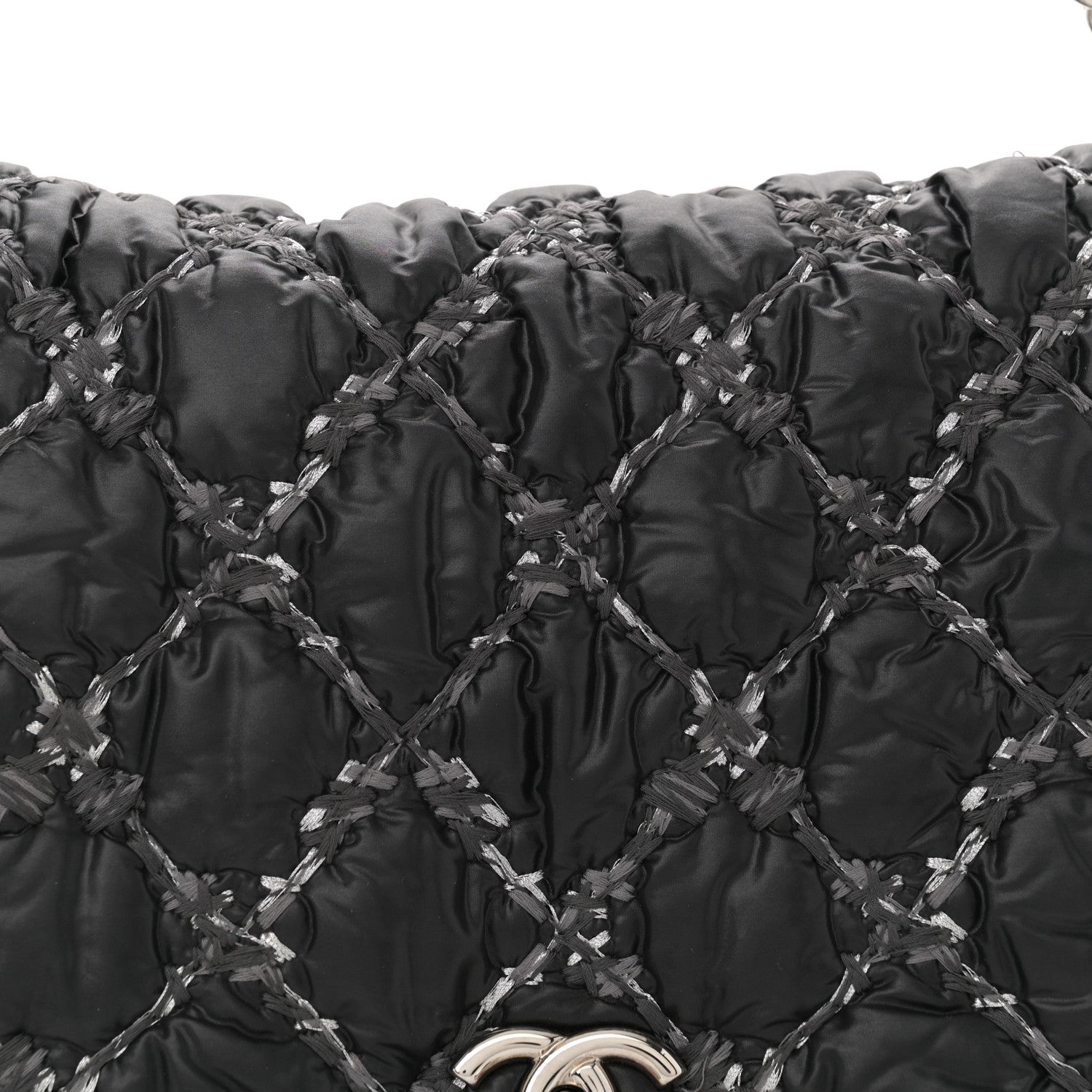 Chanel Nylon Quilted Tweed Stitch Bubble Accordion Flap Black 8 of 12