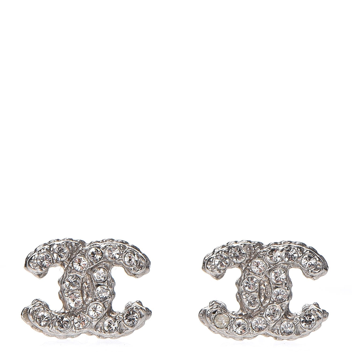 Chanel Crystal Mini Timeless CC Earrings Silver 1 of 5
