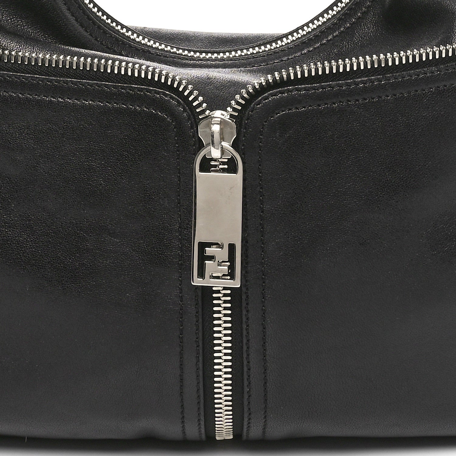 Fendi Sheepskin Zipper Hobo Black 8 of 10