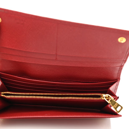 Prada Saffiano Studded Continental Flap Wallet Red 5 of 8