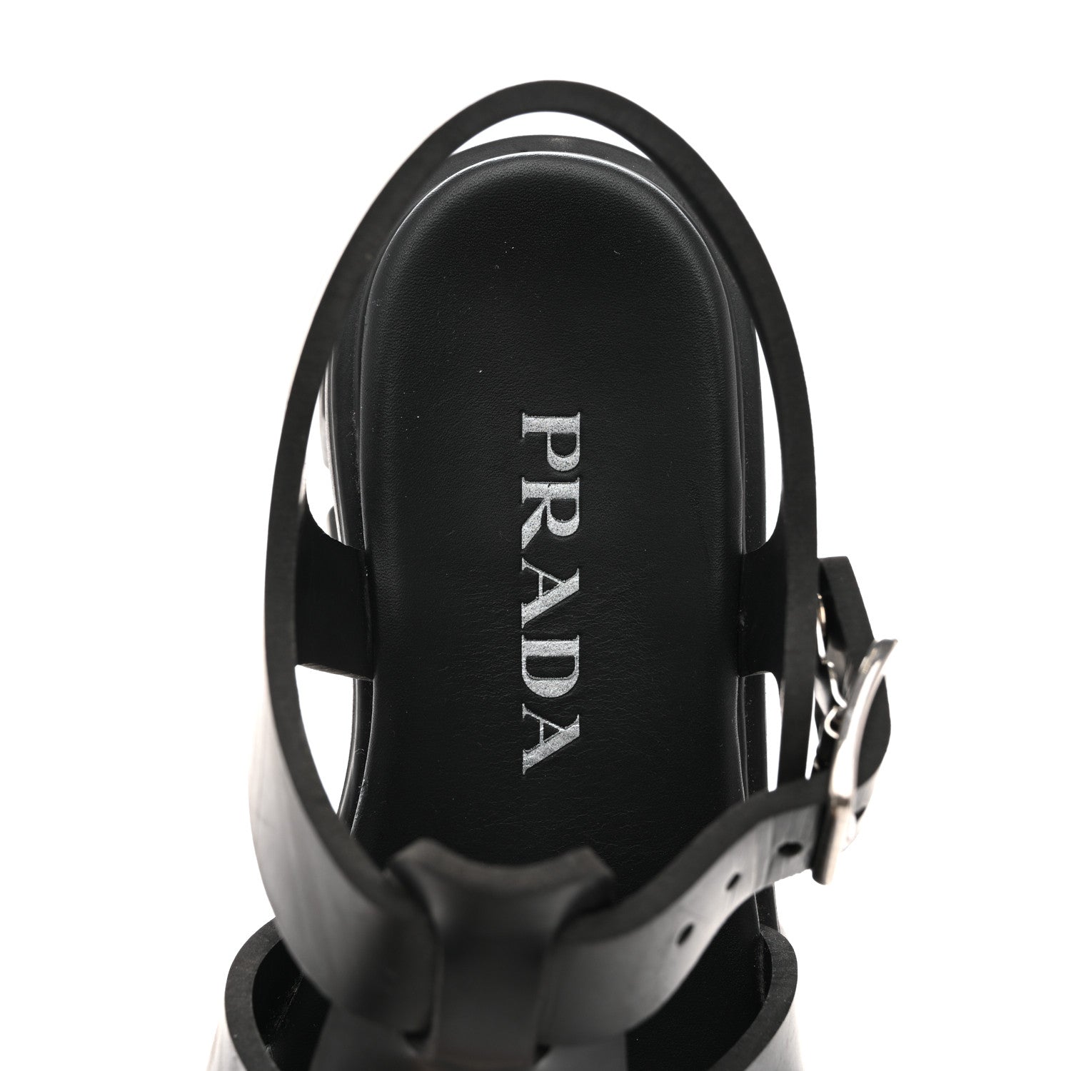 Prada Foam Rubber Triangle Logo Monolith 55mm Cage Sandals 37 Black 7 of 12