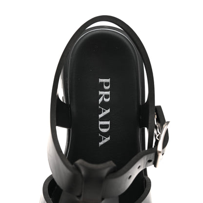 Prada Foam Rubber Triangle Logo Monolith 55mm Cage Sandals 37 Black 7 of 12
