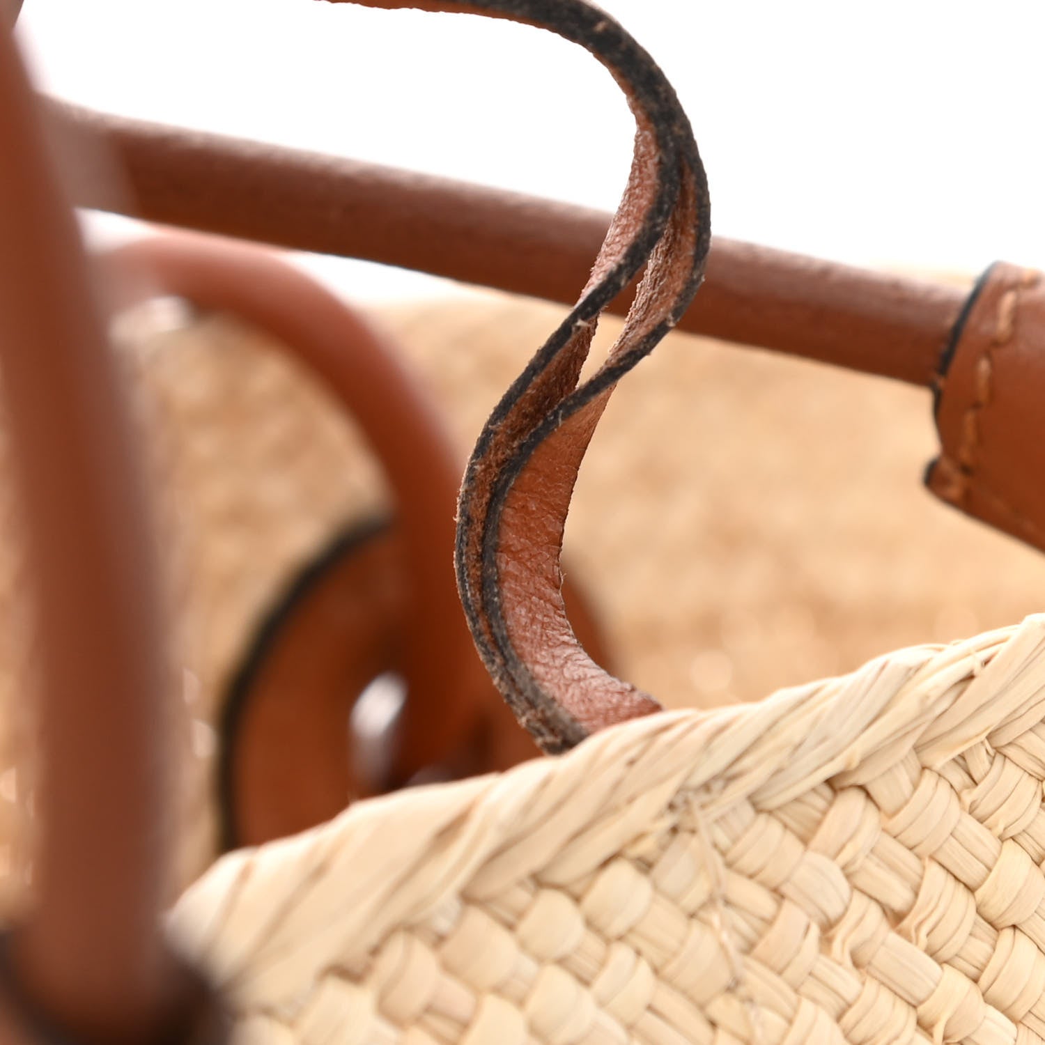 Loewe Calfskin Raffia Small Anagram Basket Tote Bag Natural Tan 10 of 11