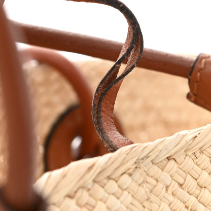 Loewe Calfskin Raffia Small Anagram Basket Tote Bag Natural Tan 10 of 11