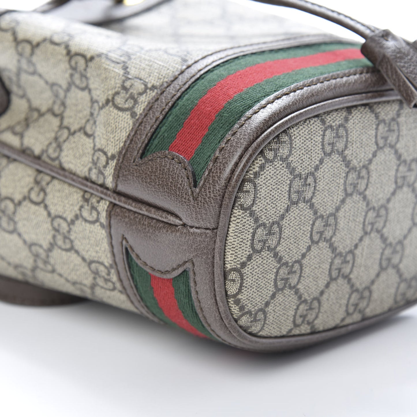 GG Supreme Monogram Web Mini Ophidia Bucket Bag Brown