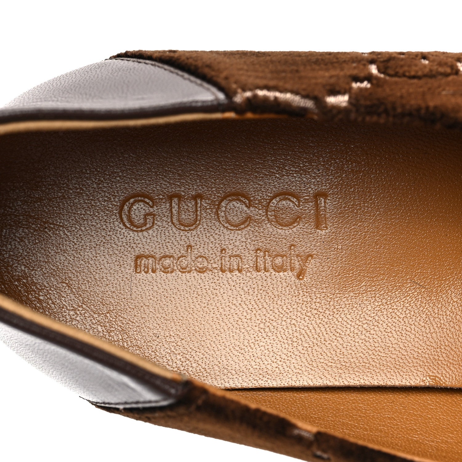 Gucci Velvet GG Monogram Goatskin Mens Horsebit Loafers 6 Brown Vintage Cocoa 8 of 9